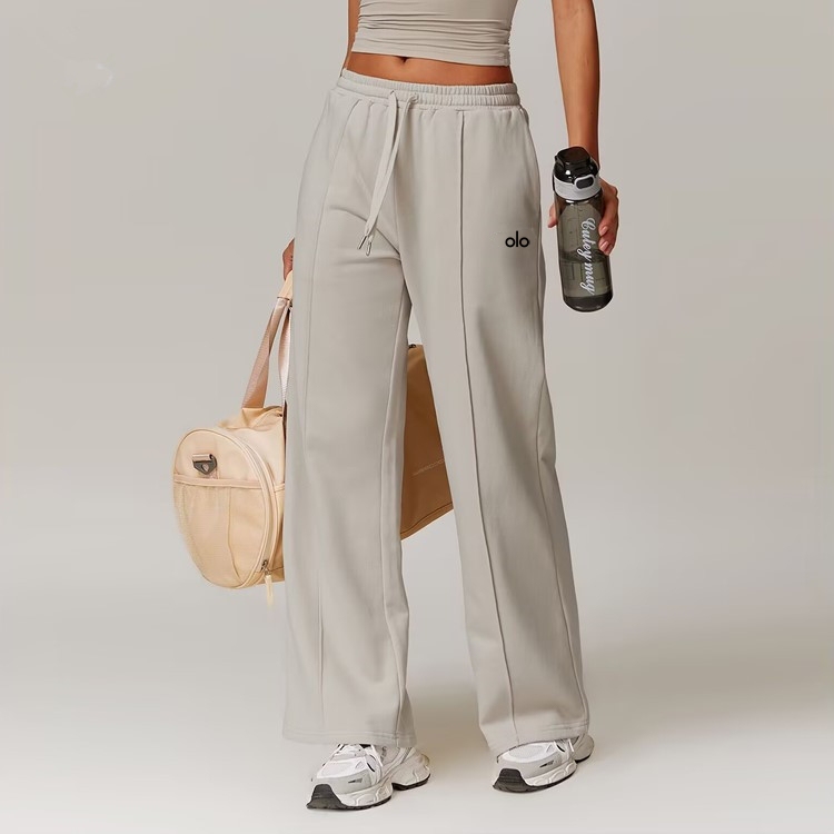 American Spring and Autumn High-Waisted Loose Sports Sweatpants with Pockets, Straight-Leg Casual Long Pants for Women, Suitable for Outdoor Wear, Running, and Yoga
