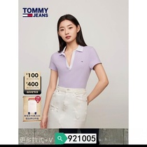 More trendy brands 24DW0DW17225 spring and summer V-neck elastic new short-sleeved womens fitted POLO shirt