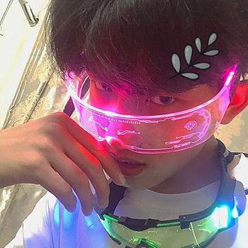 Children's Luminous Glasses, Color-Changing, Luminous, Technological, Futuristic Glasses, Hip-Hop Performance Accessories, Trendy and Fashionable Ledll