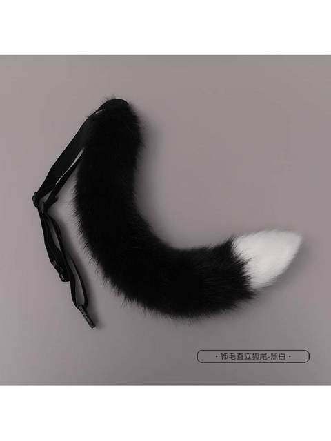 Halloween Japanese-Style Handmade Cat Tail Cosplay Toy, Realistic Fox Tail Cosplay Cat Girl Plush Accessory
