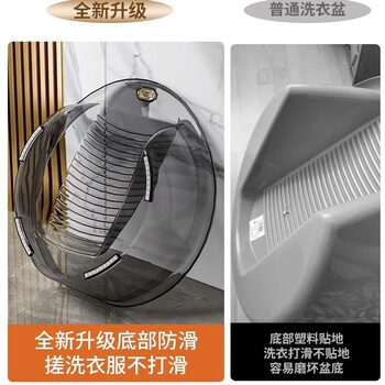 Laundry Basin with Integrated Washboard, Small Plastic Basin for Home Use, Suitable for Washing Baby Clothes, Underwear, and Socks