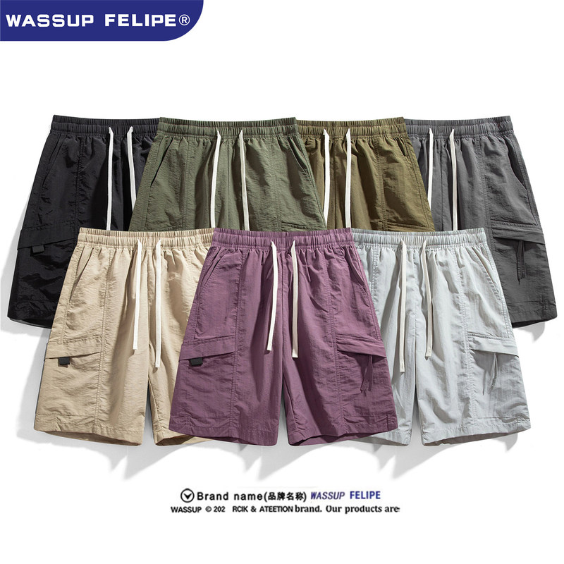 Wassup Felipe American-Style Work Shorts for Men, Summer Thin, Loose, Quick-Drying, Cool-Feeling Five-Point Shorts, Available for Group Purchase