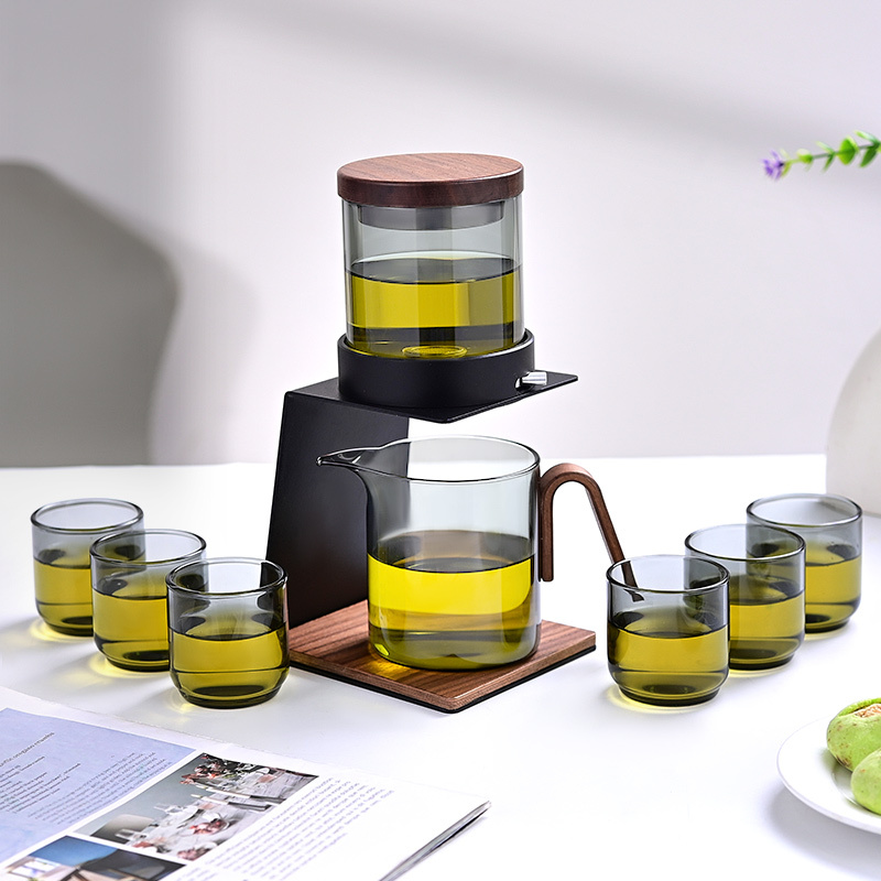 Glass Automatic Tea Set with Magnetic Tea Brewing Pot, Complete Set for Home Use, Lazy Tea Brewing Tool