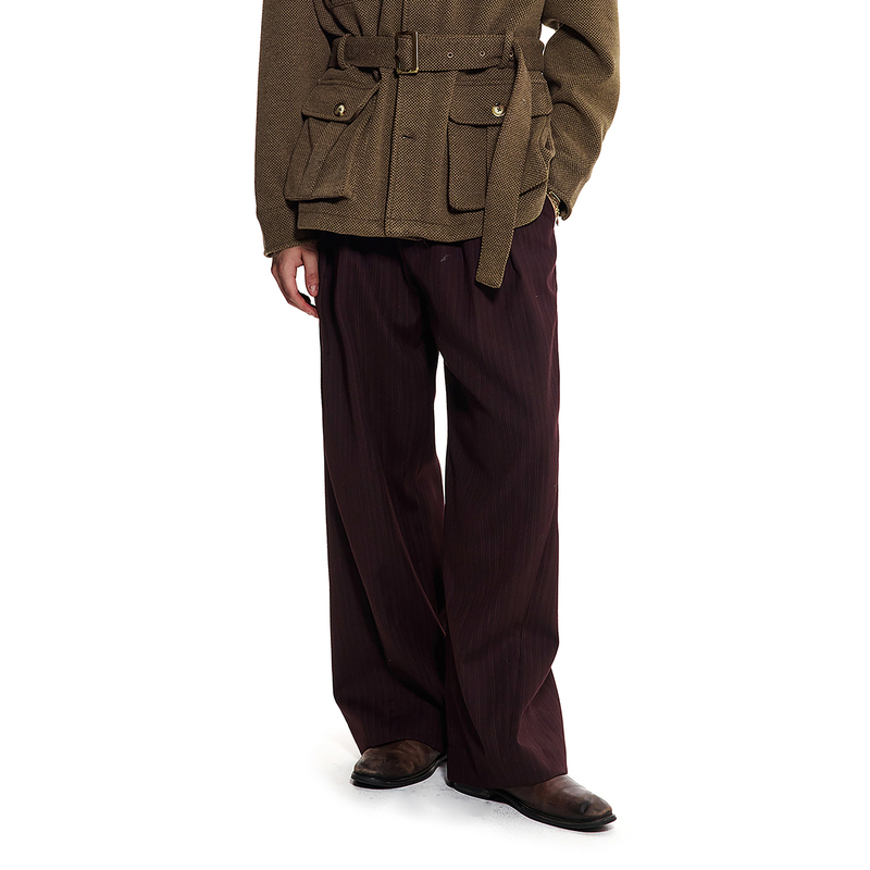 Zhabu Xiao* Elegant Textured Fine-Striped Straight-Leg Trousers with a Soft, Silky, and Clean-Cut Straight Silhouette