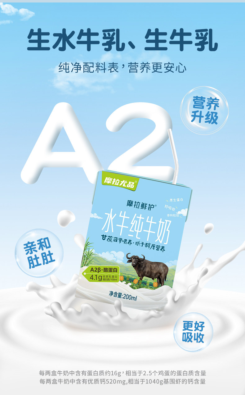安享好物 安享B级纯奶-摩拉尤品A2 水牛纯牛奶 国标 