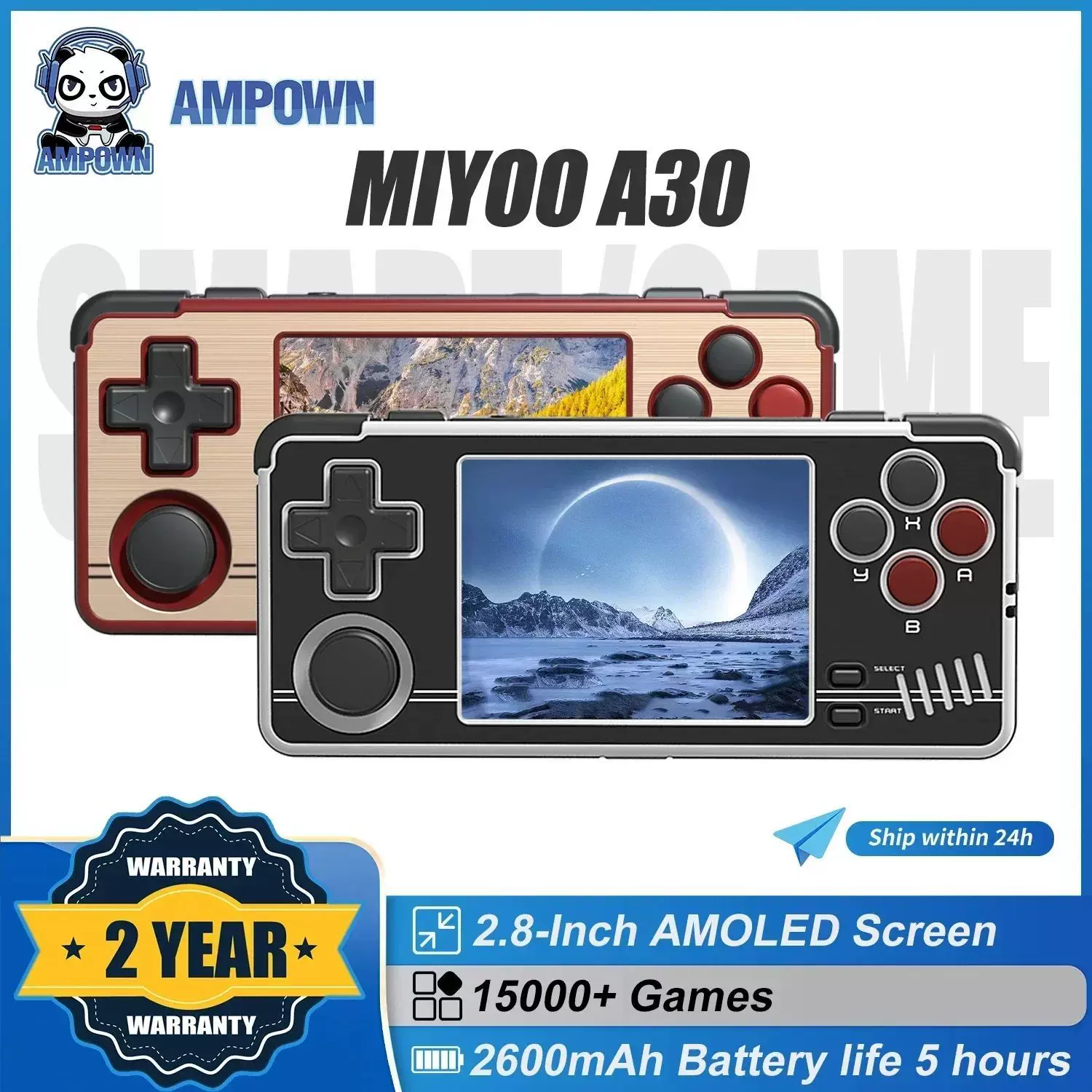 AMPOWN MIYOO A30 Handheld Game Players 2.8'' Inch Portable R