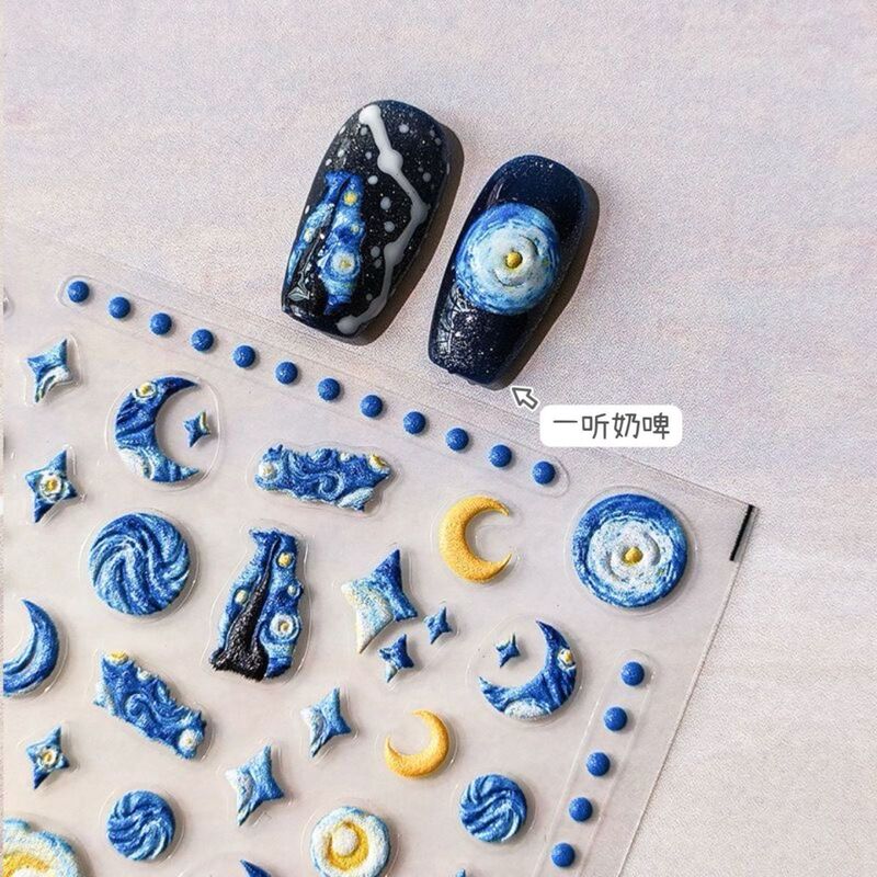New Retro Van Gogh Oil Painting Embossed Manicure Stickers 3D Fantasy Starry Sky DIY Nail Camera Pen Holder with Adhesive Backing New Retro Van Gogh Oil Painting Embossed Manicure Stickers 3D Fantasy Starry Sky DIY Nail Camera Pen Holder with Adhesive Backing