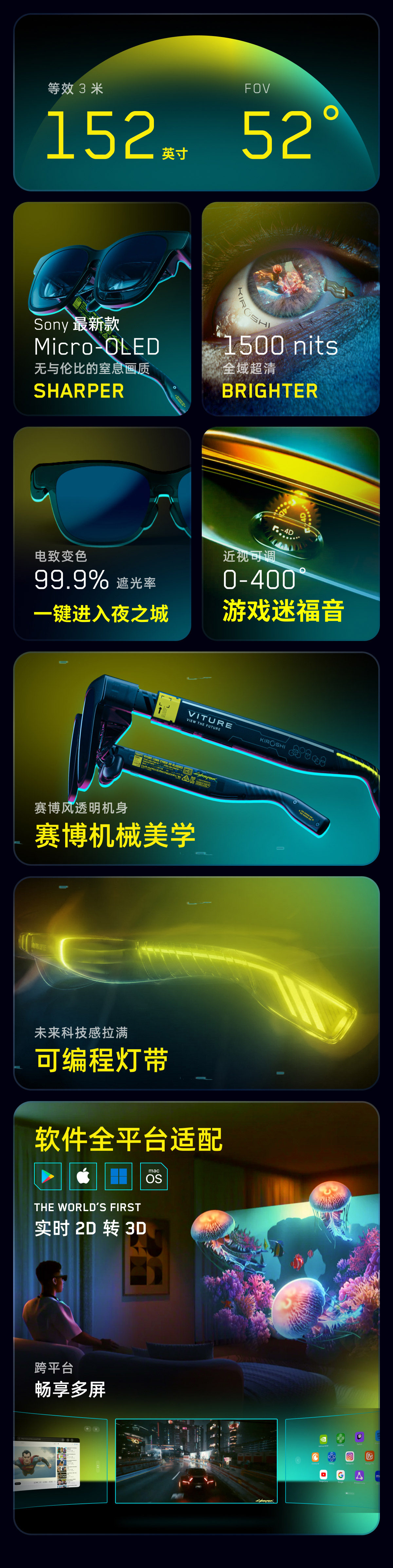 ar设备 【赛博之选】viture luma cyber xr/ar智能眼镜cyberpunk 2077限量联名收藏 152 巨幕1200p超清游戏
