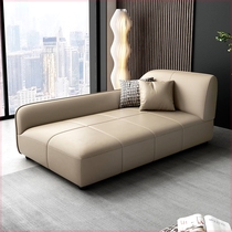 Light luxury minimalist waterproof and wear-resistant cat scratch leather chaise lounge for living room and bedroom fully furnished solid wood sofa single chaise lounge chair