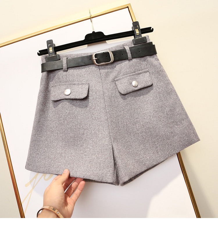 Quần short len ​​nữ mùa thu đông và thắt lưng mùa đông Quần len đế xuồng mặc quần cạp cao cạp cao 2018 mới mẫu quần sooc nữ đẹp 2021