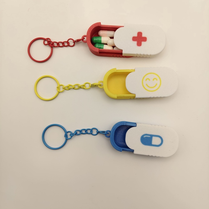 Mini Pill Box Portable Keychain 3D Printed Creative Key Holder for Carrying Small Medicine Boxes on the Go
