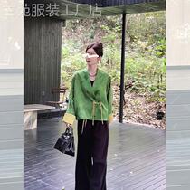 New Chinese style national style high-end improved jacket 2024 autumn high-end green retro unique top for women