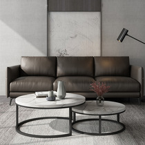 Nordic leather sofa living room combination Italian simple modern first layer Nappa leather small apartment three-person latex sofa