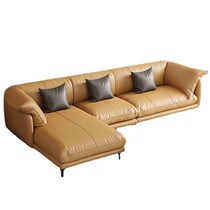 Italian leather art sofa living room Nordic simple modern light luxury first layer cowhide small apartment down three-person set