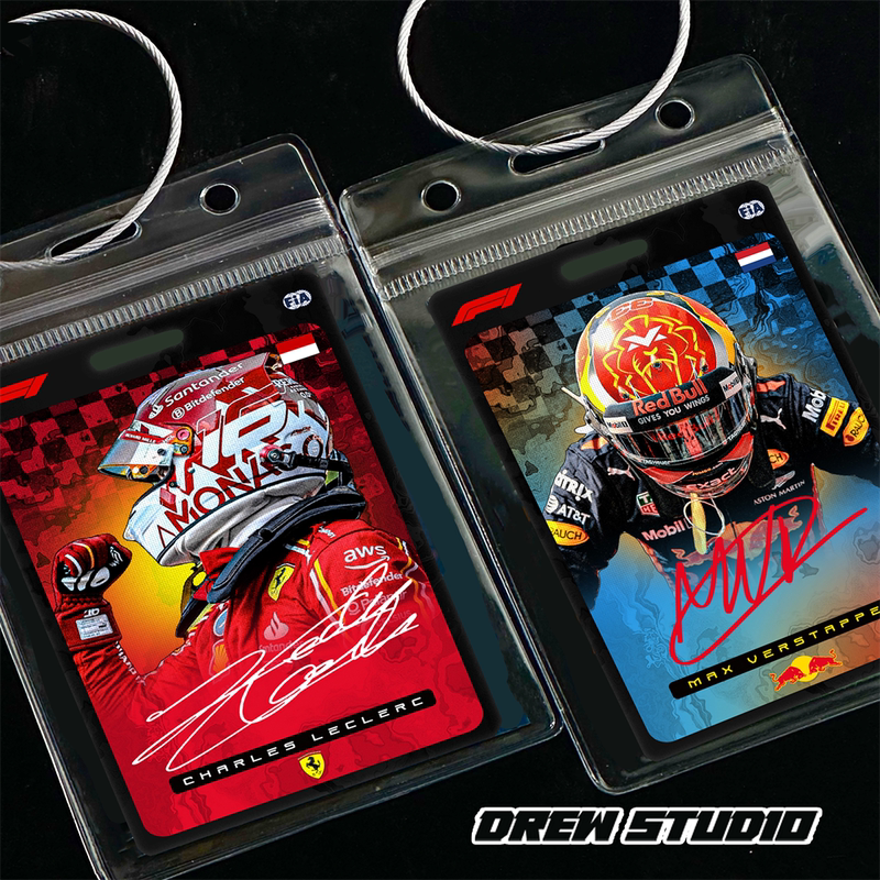 Drewstudio Leclerc Verstappen 25Th Season Ferrari Red Bull Commemorative Card LAOSHU Pvc Package Hanging