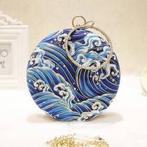 2021 Women Retro Round evening bag blue fashion Rings Diamon