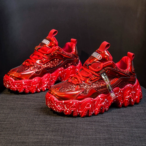Красная раскраска, оберег на день рождения, повседневная обувь для отдыха на платформе, летняя праздничнная спортивная обувь, женский стиль