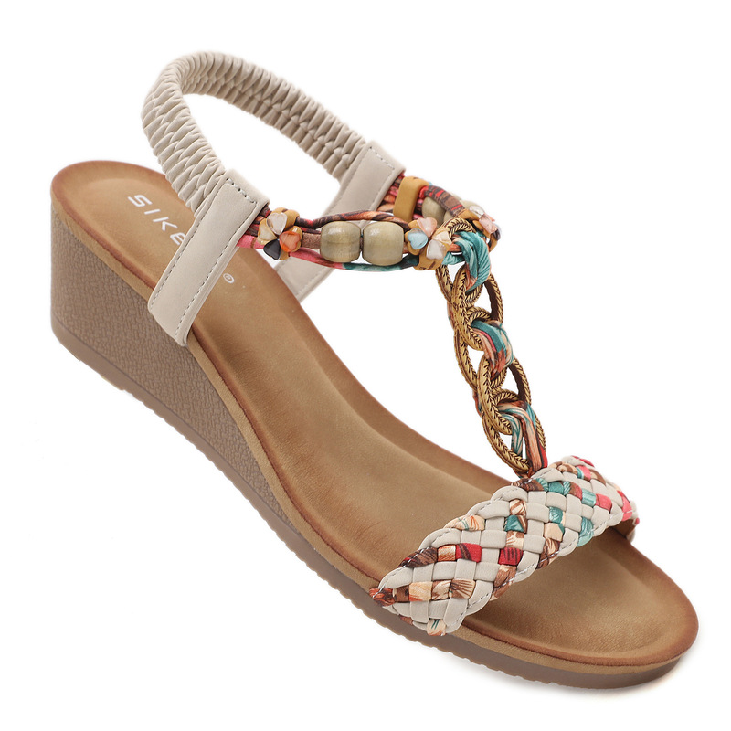 In Stock By3217-1 Amazon's New 2024 Ethnic Style Women's Bohemian Retro Floral Large Size Sandals
