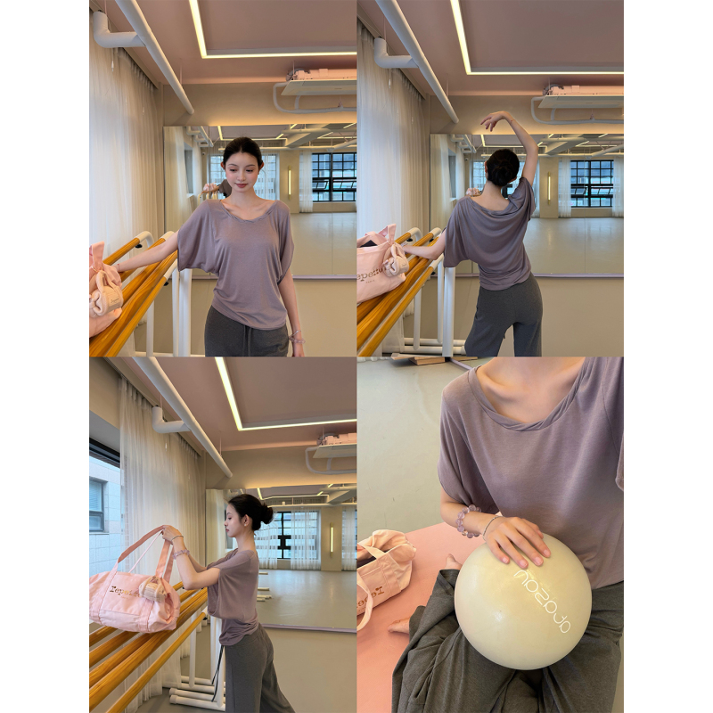 Fleme's "Aurora" Low-Saturation, Ballet-Style, Niche, Romantic, Loose-Fitting Knit T-Shirt