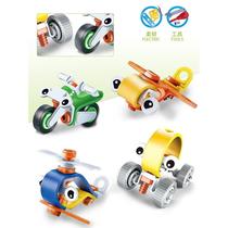 Science and education disassembly and assembly toy car soft rubber assembly engineering vehicle childrens power DIY screw assembly educational toy building blocks