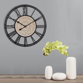 Cross-border light creative wall clock guest clock decoration lxn wooden watch hall home clock decoration luxury silent clock retro wall decoration