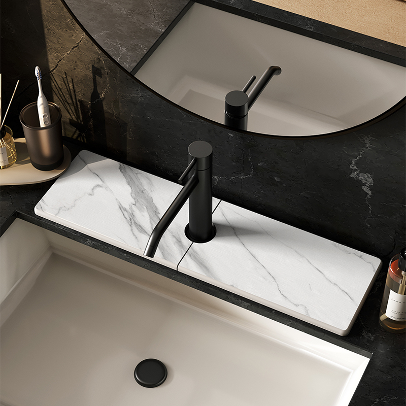 Marble Faucet Mat Hard Diatomaceous Earth Absorbent Mat Draining Mat Kitchen Bathroom Sink Countertop Absorbent Mat