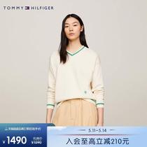 Big brand fashion luxury butler loose spring and summer collar color block womens pure cotton 24 dark pattern jacquard new V sweater W