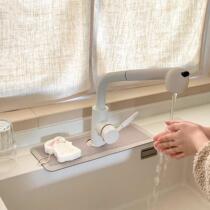 Mats that absorb water ~ Wabi-sabi style kitchen faucet diatom mud mat bathroom sink wash top quick-drying mat