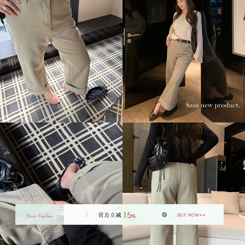 Li Sasa Heavy Embroidery Denim Pants for Women, Four-Way Stretch, Slimming for Slightly Plump Figures, Cuffed Khaki Cropped Pants Li Sasa Heavy Embroidery Denim Pants for Women, Four-Way Stretch, Slimming for Slightly Plump Figures, Cuffed Khaki Cropped Pants