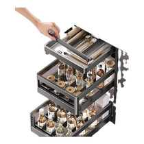 Cabstar Gray Seasoning Pull Basket Kitchen Cabinet 304 Stainless Steel Double Layer Drawer Kitchen Cabinet Storage Seasoning Bowl Basket