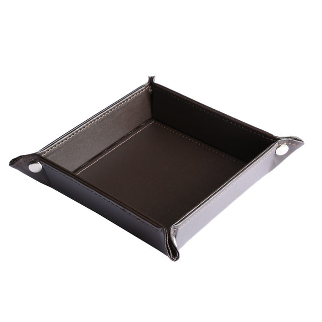 Solid color leather storage tray desktop small change tray office desktop sorting box home daily PU storage box