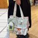 Mint Green Star-Patterned Japanese-Style School-Style Single-Shoulder Canvas Bag for Daily Commuting, Large Capacity Glove Tote Women's Bag