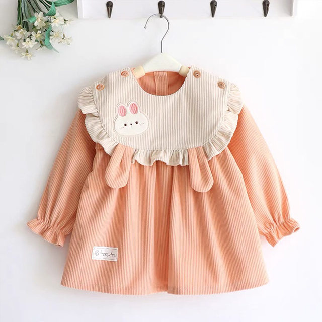 Baby Smock, New Winter Style, Corduroy Smock for Outer Wear, Waterproof Infant Apron, Anti-Dirty Apron, Reverse-Wearing Apron