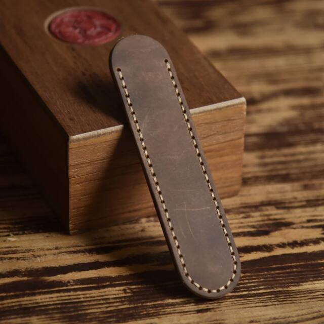 Hand-Stitched Cowhide Pen Case, Vintage Artistic Crazy Horse Leather Fountain Pen Protective Cover, Genuine Leather Pen Sleeve, Single Pen Storage Pouch