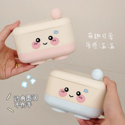 Cute Soap Dish for Home Bathroom, Double-Layer Draining Soap Holder, Portable Student Dormitory Soap Storage Box with Lid