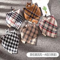 Pure cotton baby saliva towel baby triangular towel bib snap double layer bib newborn childrens scarf plaid four seasons