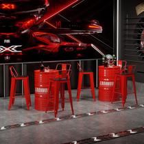 Industrial style Internet celebrity creative bar table and chair combination trendy milk tea shop coffee shop personalized oil barrel negotiation table card holder