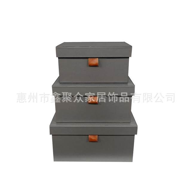 Manufacturer direct supply creative Chinese soft furnishing small leather button-up space cover storage box cloakroom sorting box sample room box