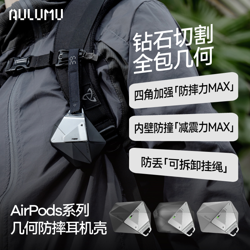Aulumu/Aulum Is Suitable for the New Apple AirPods Pro 3Rd Generation Noise-Cancelling Version, Shock-Absorbing and Anti-Fall Earphone Case, Functional Windproof Strap with Lanyard, Full-Cover Earphone Protective Case, Matte Translucent Case