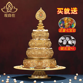 Huibao seiko pure copper 37 piles of mandala trays for home and office use handmade mandalas full set of mandala trays with eight treasures repair trays