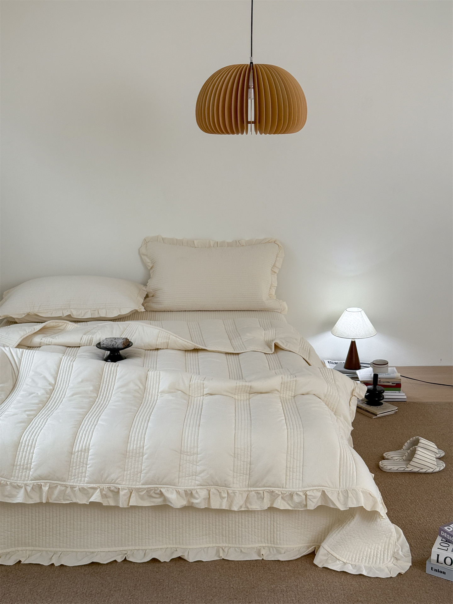 Корейский комплект постельного белья из чистого хлопка 60 нитей, простой однотонный покрывал трех предметов, свежее стеганое одеяло четыре предмета