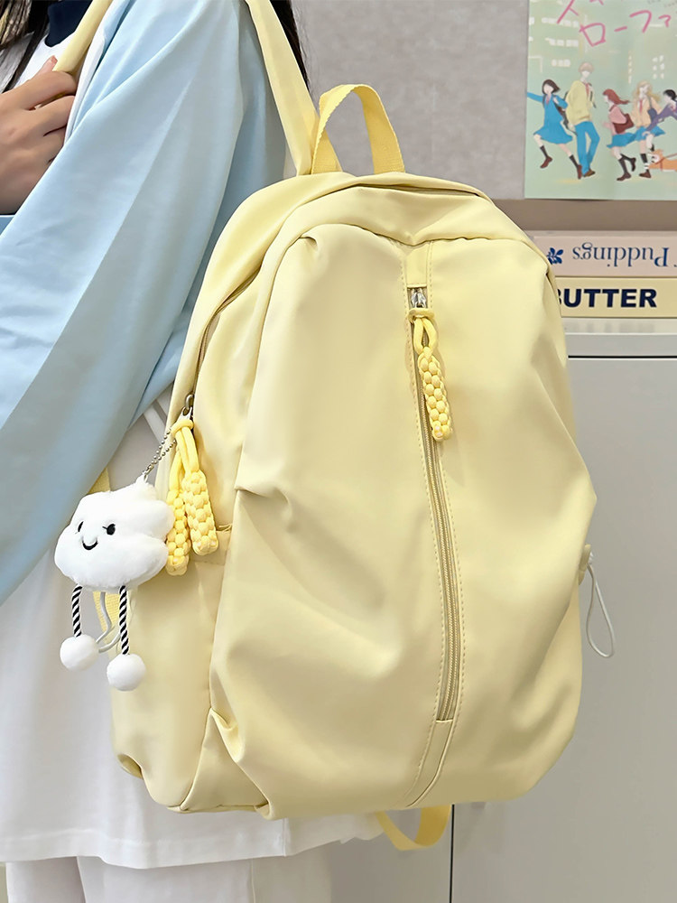 Solid Color Backpack for College Students ins Casual Travel Backpack Large Capacity Lightweight Junior High School Students High School Students School Bag