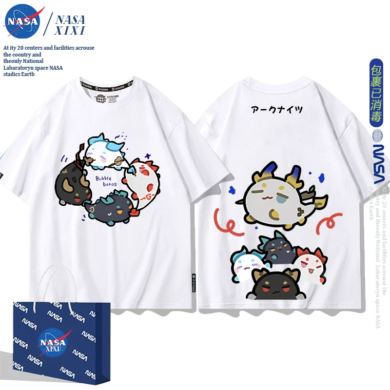 NASA Аркнайтс Анимация Дракон Пузырь Соединение Short Sleeve футболка Мужские Лето Двухмерный Боковой Детская Одежда Тренд