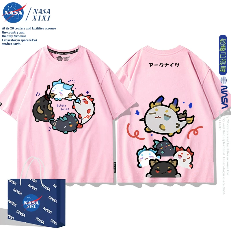NASA Аркнайтс Анимация Дракон Пузырь Соединение Short Sleeve футболка Мужские Лето Двухмерный Боковой Детская Одежда Тренд