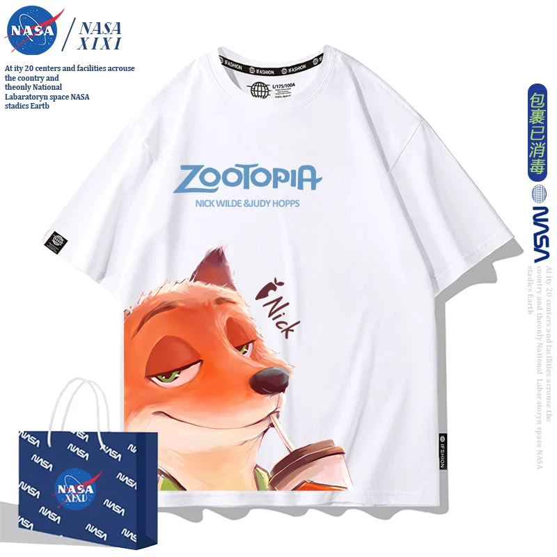 Т-широкая мужская футболка с коротким рукавом в стиле X Zootopia лето 2025 новая Джуди Ник peripheral одежда