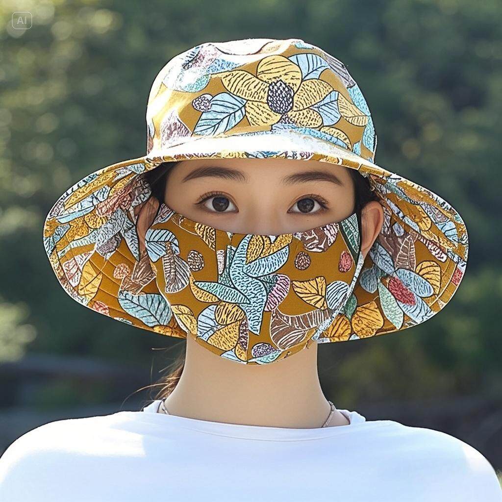 Solar Farm Mask Summer New Style Sun Hat with Integrated Sun Protection Mask, Face ...