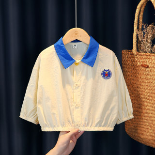 Baby sun protection clothing summer thin 2024 new style girls and boys long-sleeved lightweight breathable jacket children's fashionable tops