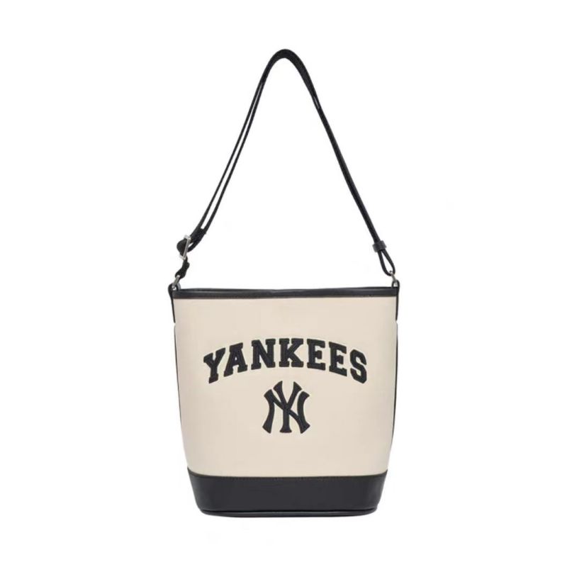 MLB帆布拼棉字母水桶包休闲包男女同款3ABMS093N