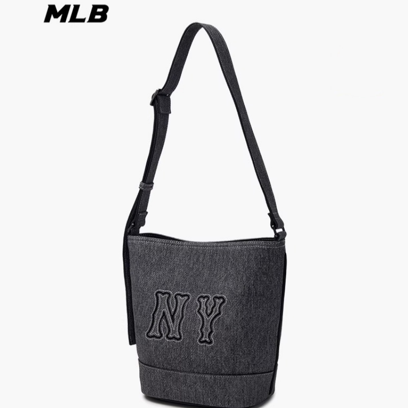 MLB官方男女情侣可调节单肩水桶包仿牛仔通勤挎包24秋季新款BML05