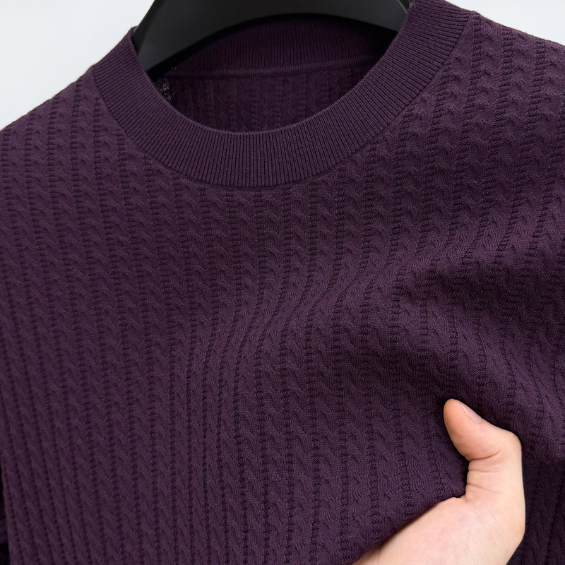 High-End Autumn and Winter Long-Sleeved T-Shirt for Men, Solid Color Crew Neck Sweater, Casual and Fashionable, Cashmere Blend Men's Knitted Base Shirt t High-End Autumn and Winter Long-Sleeved T-Shirt for Men, Solid Color Crew Neck Sweater, Casual and Fashionable, Cashmere Blend Men's Knitted Base Shirt t